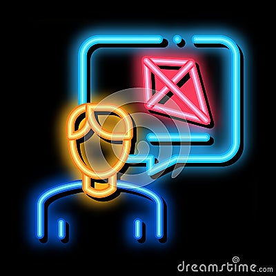 human desire to fly kite neon glow icon illustration Vector Illustration