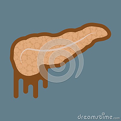 Human digestive system icon. Diseases of the pancreas. Pancreatitis Stock Photo