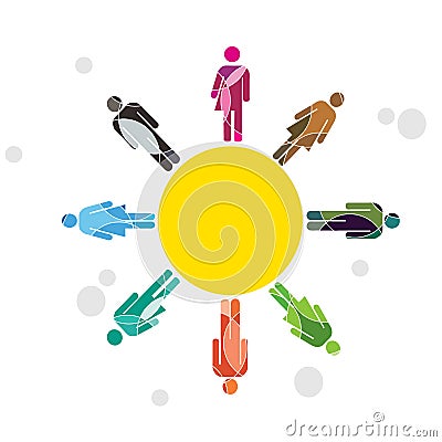 Human Diversity Sun Vector Illustration