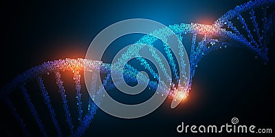 Human dna virus infection .Glowing neon DNA chain.Biotechnology, biochemistry, genetics and medicine concept.Vector Stock Photo