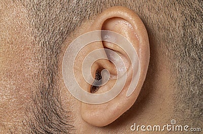 Human ear detail close-up macro shot Stock Photo