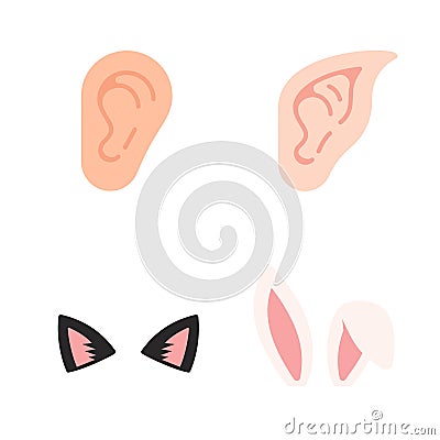 Human ears elf ears cat ear mask vector illustration Vector Illustration