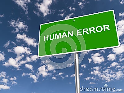 human error traffic sign on blue sky Stock Photo