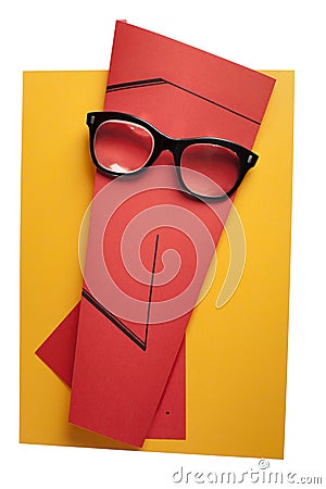 Human expression wearing retro eyeglasses. Stock Photo