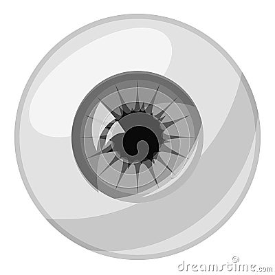 Human eye ball icon, gray monochrome style Vector Illustration