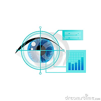 Human eye biometric iris scan security for personal care Vector Illustration