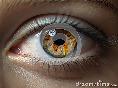 human eye close-up macro pupil iris eyelids and eyelashes detail Stock Photo