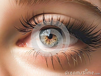 Human eye and eyelashes close up Stock Photo