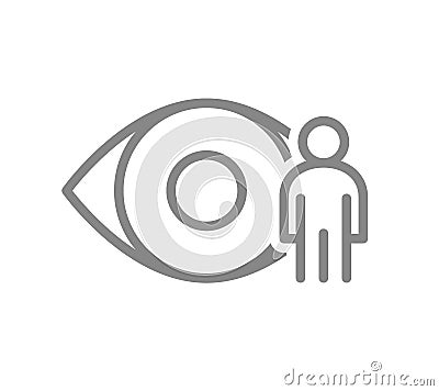 Human eye with man line icon. Human visual system, healthy organ symbol Vector Illustration