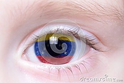 Human eye with national flag of venezuela Stock Photo