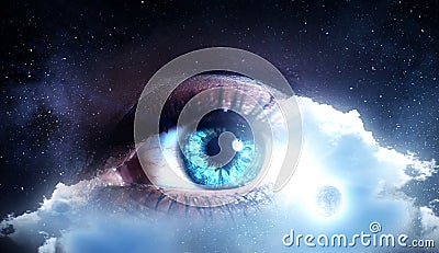 Human eye and space. Elements of this image furnished by NASA. Stock Photo