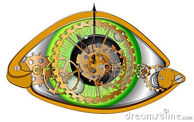 Human eyes in the form of a mechanical clock, vector illustration Vector Illustration