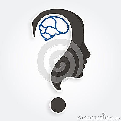 Human face and brain with question mark. Education and innovation concept. Vector. Vector Illustration