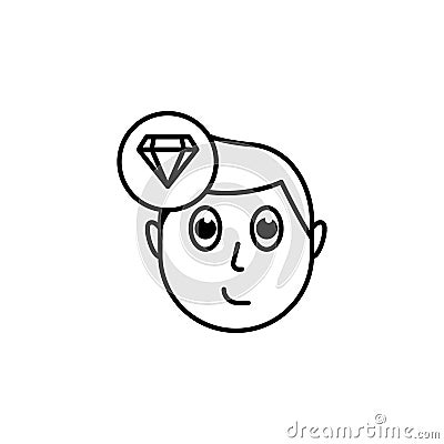 human face character mind in diamond icon Stock Photo