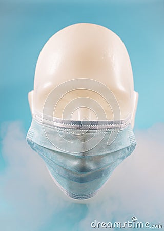 Human face with a mask covered in smoke Stock Photo