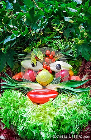 Human face of vegetables. Stock Photo