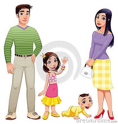 Human family with mother, father and children. Vector Illustration