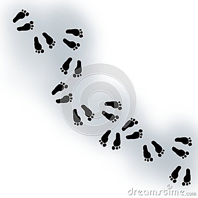 Human feet black silhouette with grey shadow and white background. Footprint. Stock Photo
