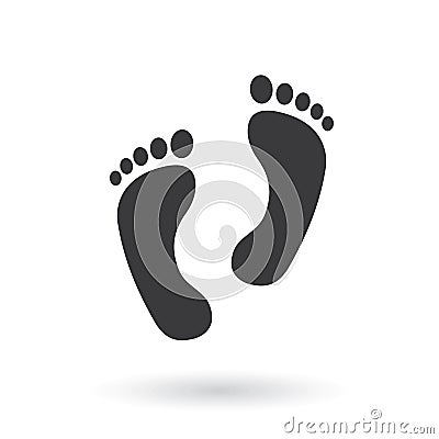 Human feet black with toes icon. Flat style - stock vector Stock Photo