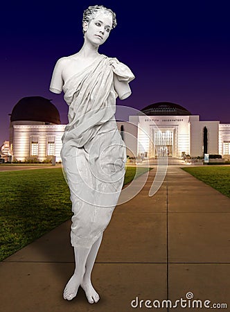 Human Female Statue at the Griffith Observatory Stock Photo