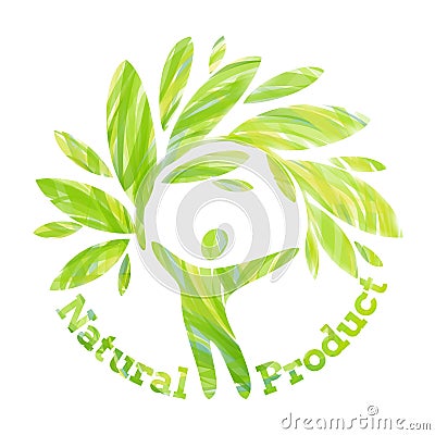 Human figure holding foliage branch. Vector Illustration