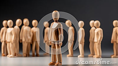a human figure standing apart from the crowd of people. Asociality, sociopathy. Rejected by society, lonely. Stock Photo