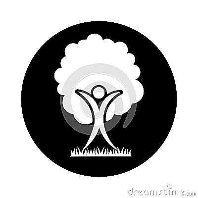 Human figure with tree plant ecological icon Vector Illustration