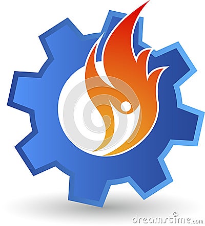 Human flame gear logo Vector Illustration