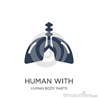 Human with focus on the lungs icon. Trendy flat vector Human wit Vector Illustration