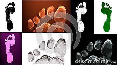 Human foot print identification biometrics ink Stock Photo