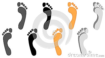 Human foot steps print set Vector Illustration