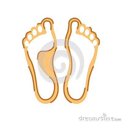 Human foot types: normal and flat feet flat color icon. Orthopedic disease. Sign for web page, mobile app, button, logo Vector Illustration