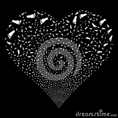 Human Footprint Fireworks Heart Cartoon Illustration