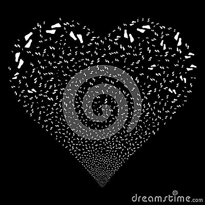 Human Footprints Fireworks Heart Cartoon Illustration