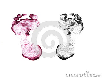 Human footprints on white Stock Photo