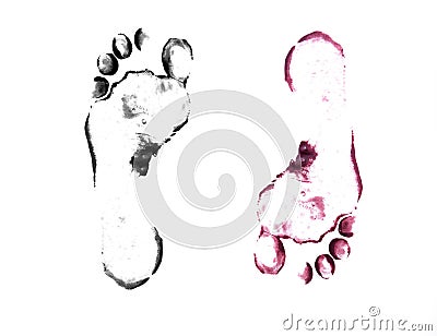 Human footprints on white Stock Photo