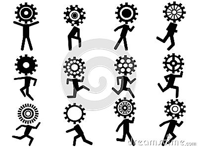 Human with gear head icons Vector Illustration