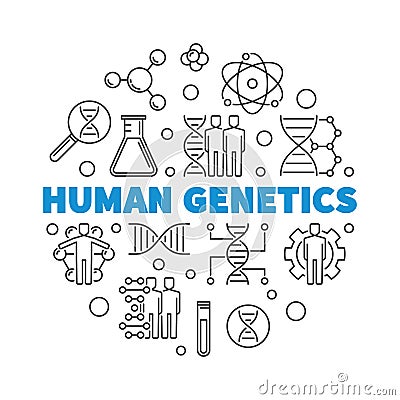 Human Genetics vector round concept outline illustration Vector Illustration