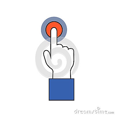 Human hand on alert or alarm signal. Hand and finger icon. Stock Photo