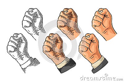 Human hand with a clenched fist. Vector black vintage engraving Vector Illustration