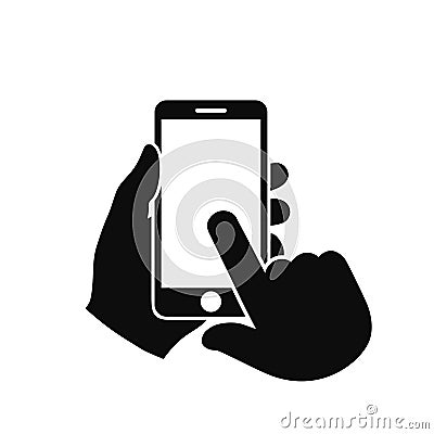 Human hand holding smartphone icon. Phone holding flat icon sign - vector Vector Illustration