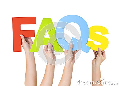 Human Hand Holding the Word Faqs Stock Photo