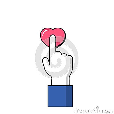 Human hand on love symbol. Hand and finger icon. Stock Photo