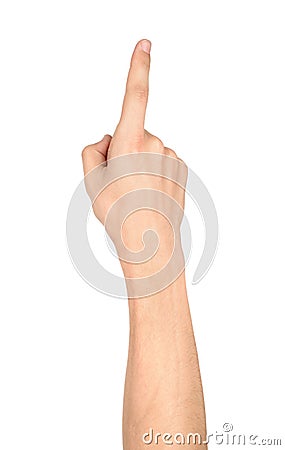 Human hand pointing or touching screen Stock Photo