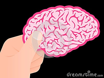Human hand showing pink brain Vector Illustration
