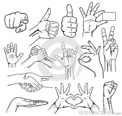 Human Hand Sign collection Vector Illustration