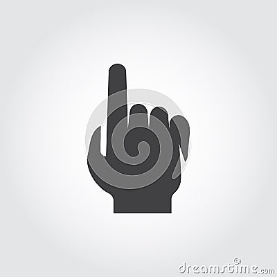 Human hand touchscreen concept icon in flat style. Black pictogram symbolizing cursor, pointer, clicking on links Vector Illustration