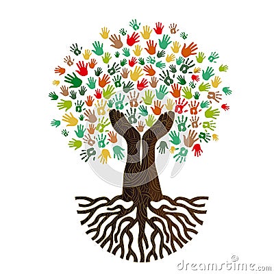 Human hand tree for culture diversity concept Vector Illustration