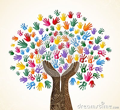 Human hand tree for culture diversity concept Vector Illustration