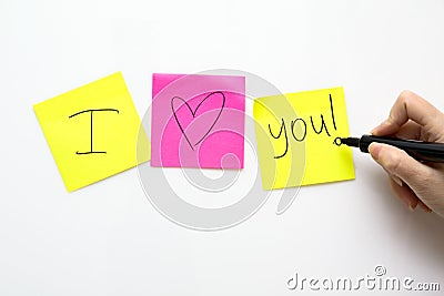 Human hand write on notes paper Stock Photo